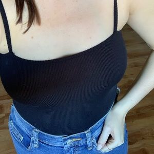 Black Ribbed Bodysuit